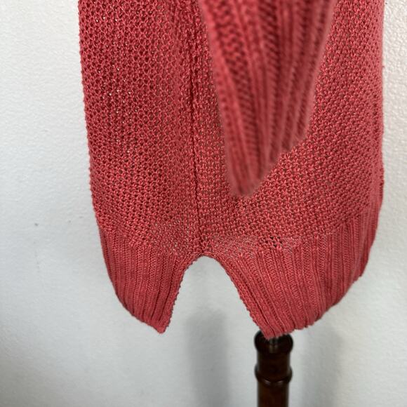 J Crew Sweater Women Medium Linen Coral Relaxed Beach Crewneck Coastal Relaxed - Picture 8 of 14